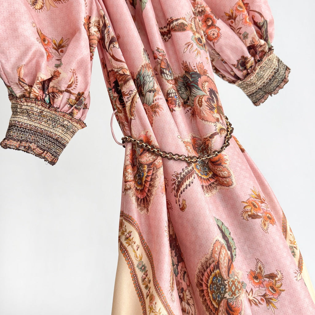 The Aster Billow Maxi Dress in Mauve Jacobean