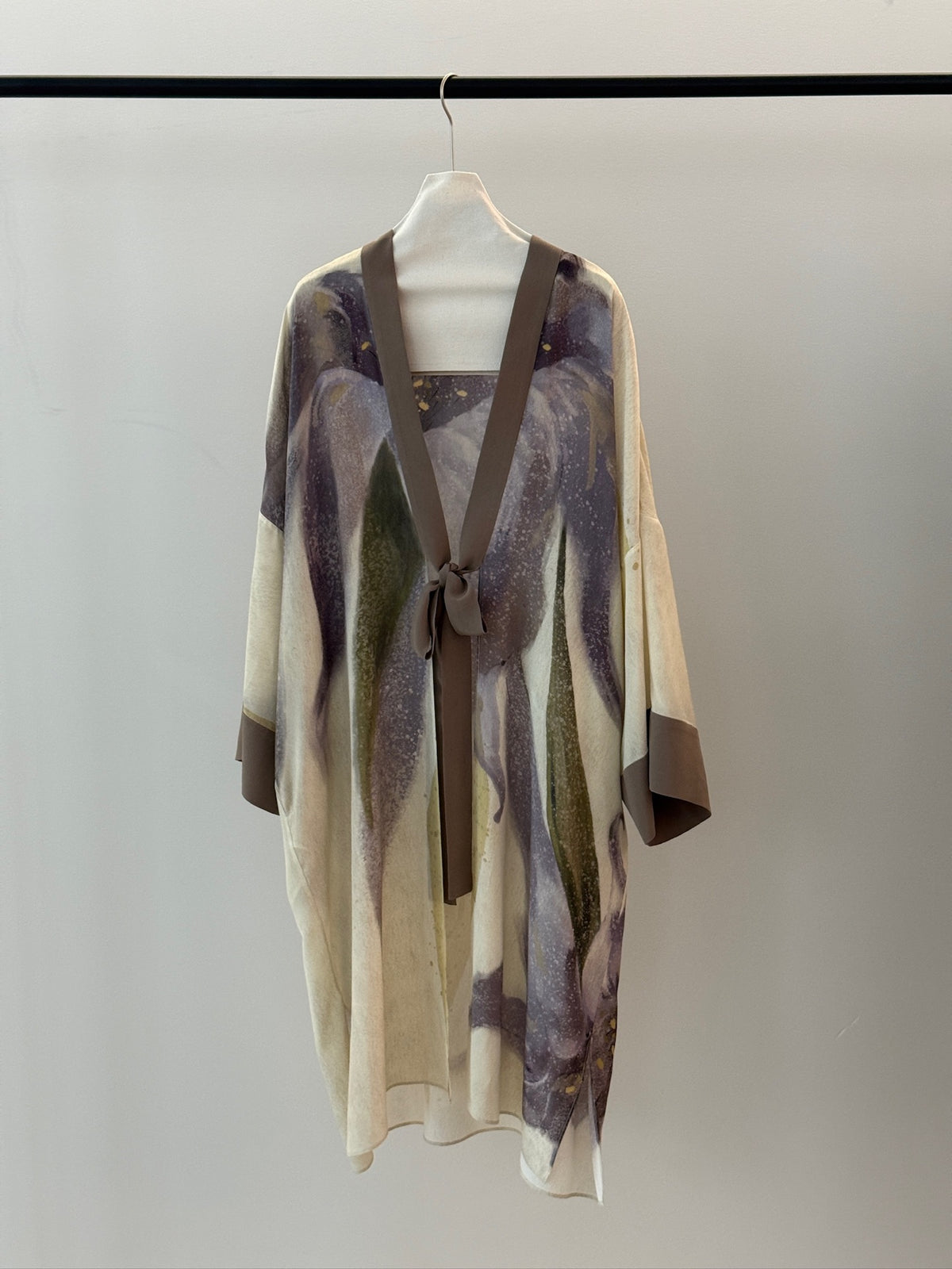 Frost‑Purple Delphinium Robe Cardigan + Silk Camisole Set