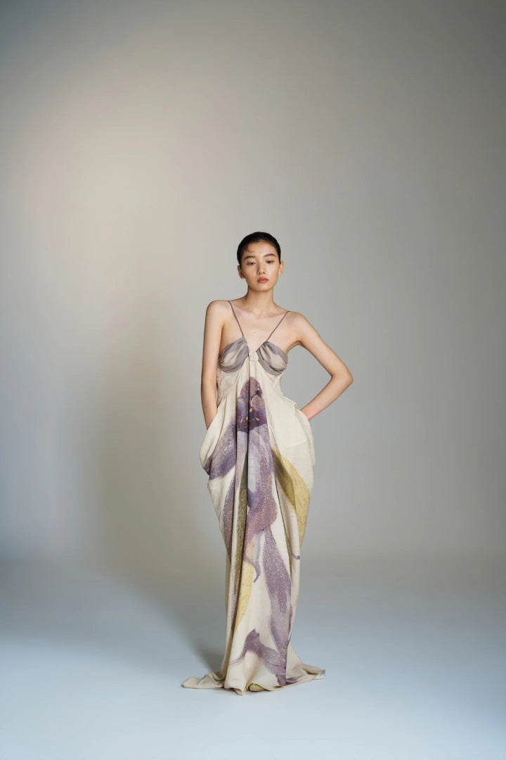 Frost‑Purple Delphinium Robe Cardigan + Silk Camisole Set